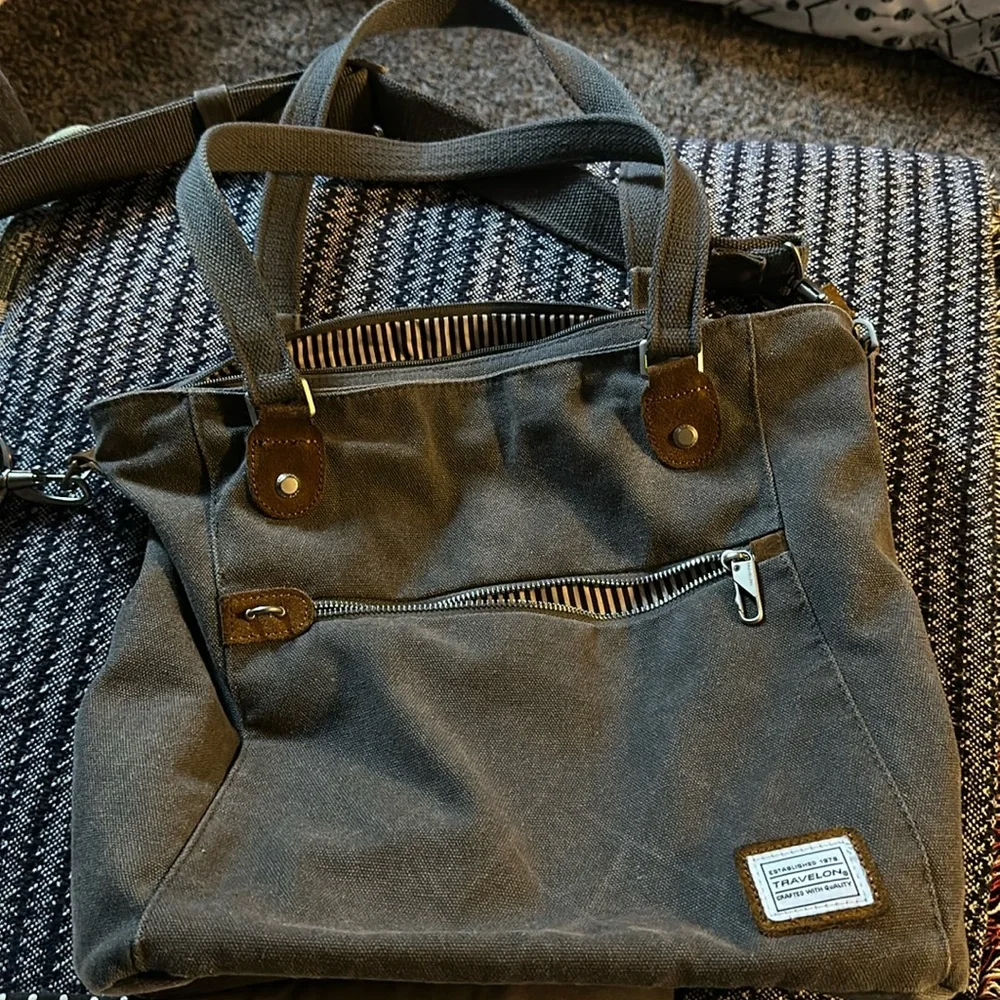 Travelon medium tote bag with top handles‎ and long strap